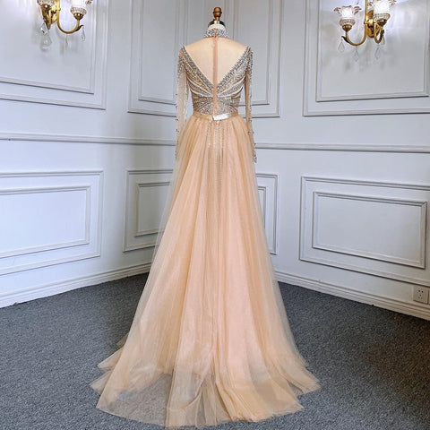 Robe de soirée sirène champagne de luxe avec jupe amovible LA71533