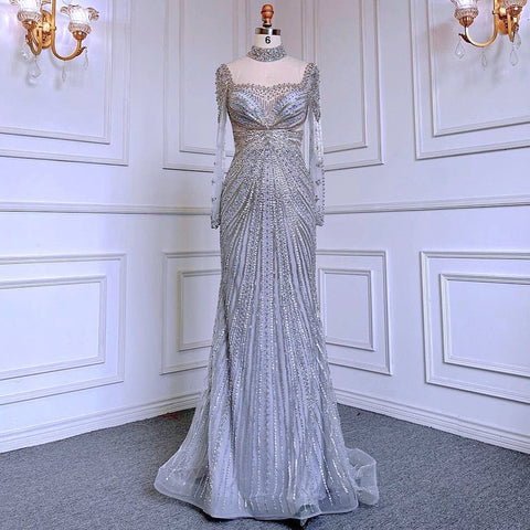Robe de soirée sirène champagne de luxe avec jupe amovible LA71533