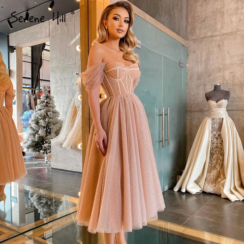 On Sale no return no refundSale Peach A-Line Sexy Evening Gowns 2025 Sleeveless Beaded Ankle-Length For Women Party LA71289