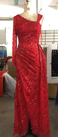 Peach Mermaid Elegant Evening Dresses Gowns 2025 Beaded Luxury Overskirt For Women Party LA71527