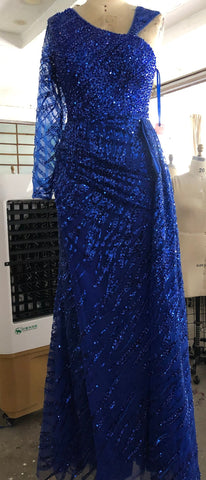 Peach Mermaid Elegant Evening Dresses Gowns 2025 Beaded Luxury Overskirt For Women Party LA71527