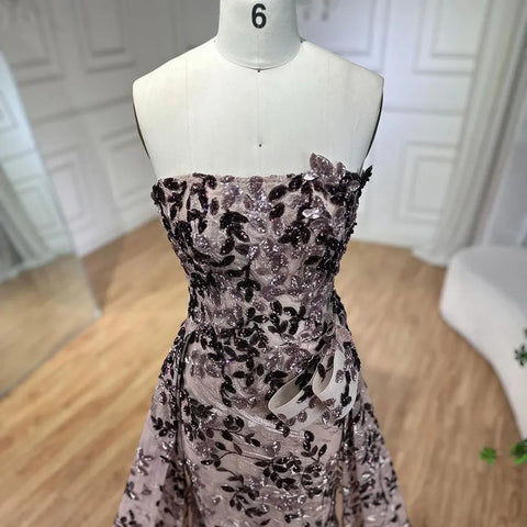 Pink A Line Elegant Off the Shoulder Luxury Beaded Sequins Dubai Evening Dress for Women Party 2025 LA72388