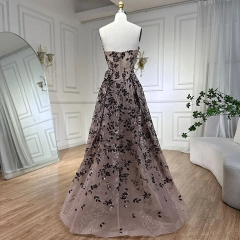 Pink A Line Elegant Off the Shoulder Luxury Beaded Sequins Dubai Evening Dress for Women Party 2025 LA72388