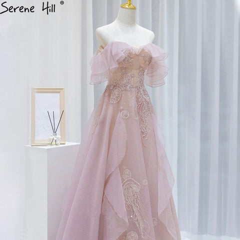 Pink A-Line Sexy Evening Dresses Gowns 2025 Beaded Sweetheart For Women Wedding Party LA71405