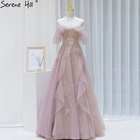 Pink A-Line Sexy Evening Dresses Gowns 2025 Beaded Sweetheart For Women Wedding Party LA71405