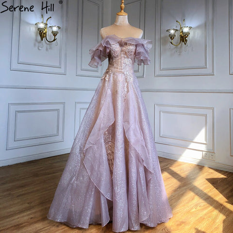 Pink A-Line Sexy Evening Dresses Gowns 2025 Beaded Sweetheart For Women Wedding Party LA71405