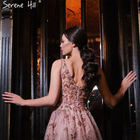 Pink A-Line Sexy Evening Dresses Gowns 2025 Spaghetti Strap Beaded For Women Party LA71268