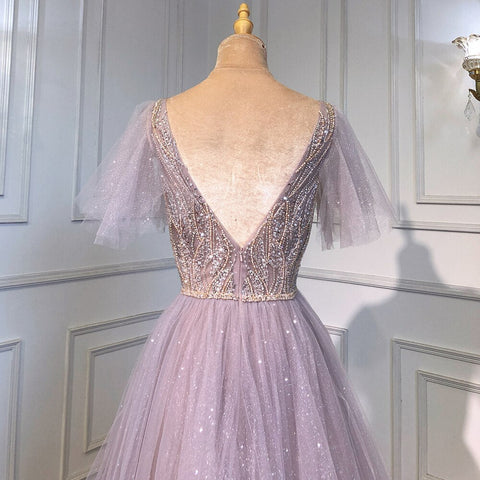 Pink  A-Line Sexy V-Neck Evening Gowns Luxury Beaded Dresses Long 2025 For Women Wedding Party LA71710