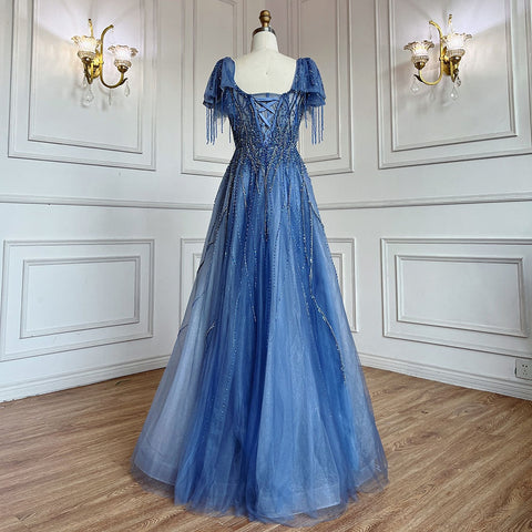 Pink Arabic Tassel A-line Beaded Prom Dresses Elegant Graduation Party Evening Gowns 2025 For Girls LA72066