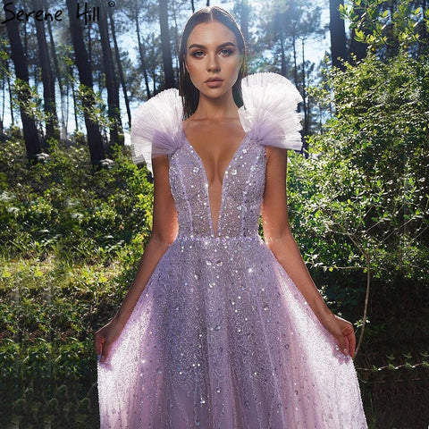 Pink Beaded Luxury Evening Dresses Gowns 2025 Sleeveless A-Line For Women Wedding Party LA71428