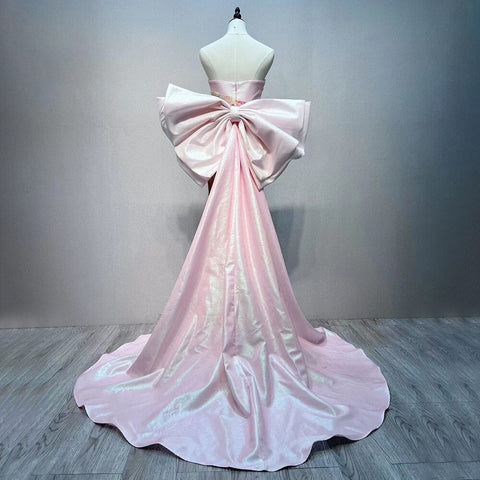 Robe de soirée sirène rose classique, fendue et avec jupe, tenue de soirée pour femmes, modèle Dubaï, LA72111, 2025 