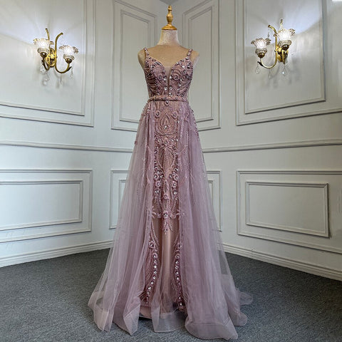 Robe de soirée sirène rose à jupe amovible, élégante et luxueuse, ornée de perles, pour femme, modèle LA71363, 2025 
