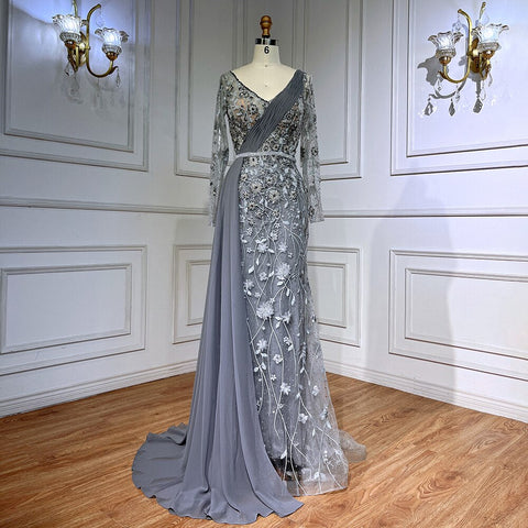 Pink Elegant Mermaid Sexy With Overskirt Beaded Luxury Evening Dresses Gowns For Women Arabic Party 2025 LA71835