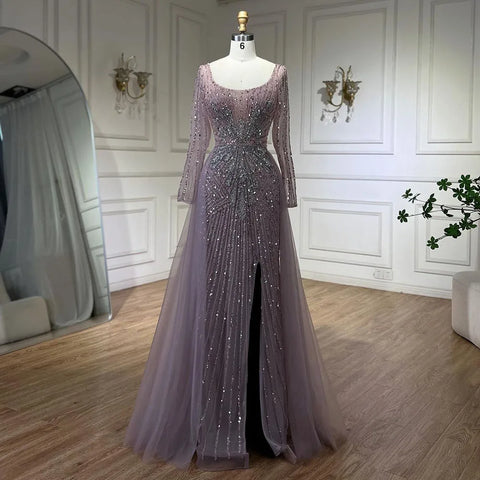 Pink Elegant With Overskirt Split Luxury Beaded Mermaid Evening Dresses Gowns for Women Wedding Party 2025 LA72431