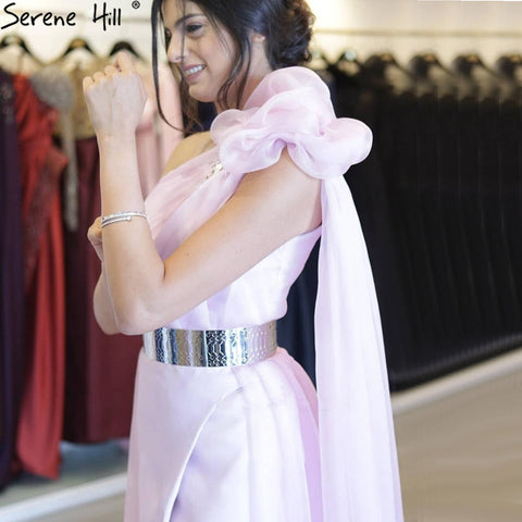 Pink High Split Evening Dresses Gowns 2025 Simple Cape Sleeve Sexy For Woman Wedding Party LA71217