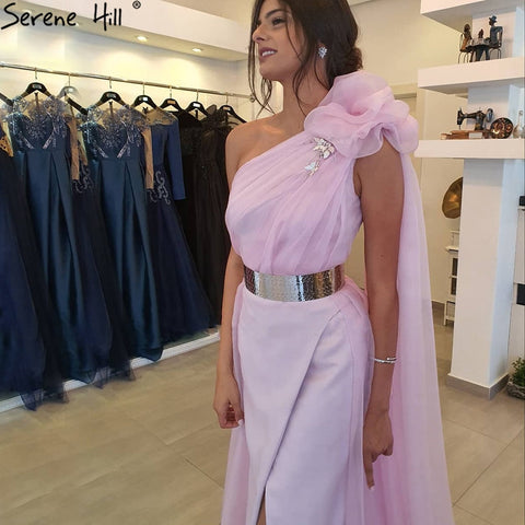 Pink High Split Evening Dresses Gowns 2025 Simple Cape Sleeve Sexy For Woman Wedding Party LA71217