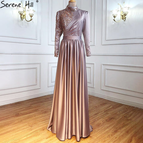 Pink Luxury A-Line Evening Dresses Gowns 2025 One Shoulder Beading Sexy For Women Party LA71033