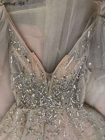 Pink Luxury Beaded Evening Gowns For Women 2025 Sexy A-Line Evening Dresses Long LA71411