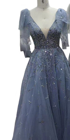 Pink Luxury Beaded Evening Gowns For Women 2025 Sexy A-Line Evening Dresses Long LA71411