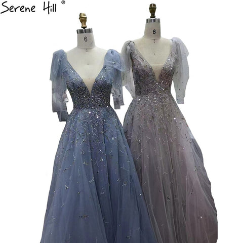 Pink Luxury Beaded Evening Gowns For Women 2025 Sexy A-Line Evening Dresses Long LA71411