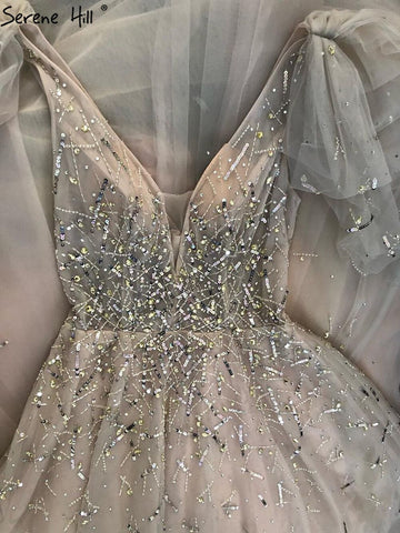 Pink Luxury Beaded Evening Gowns For Women 2025 Sexy A-Line Evening Dresses Long LA71411