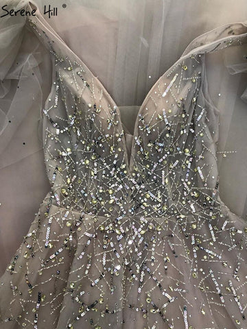 Pink Luxury Beaded Evening Gowns For Women 2025 Sexy A-Line Evening Dresses Long LA71411