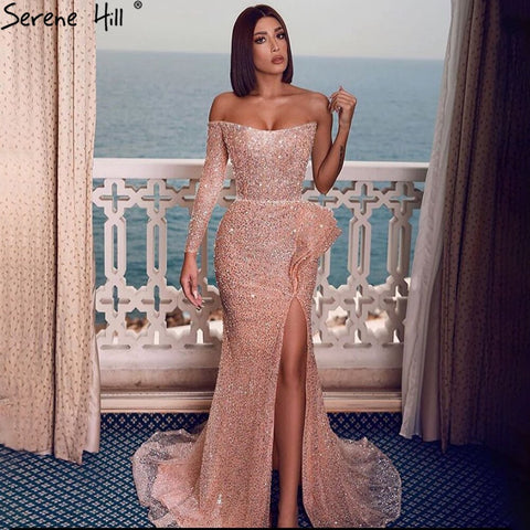 Pink Luxury High Split Evening Dresses Gowns 2025 Mermaid Elegant Sexy For Women Party Dress LA71313