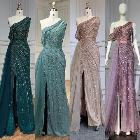 Pink Luxury High Split Evening Dresses Gowns 2025 Beaded Elegant Meramid For Women Party LA71371