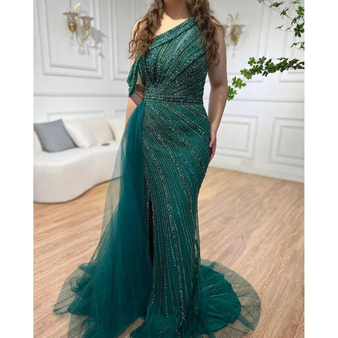 Pink Luxury High Split Evening Dresses Gowns 2025 Beaded Elegant Meramid For Women Party LA71371