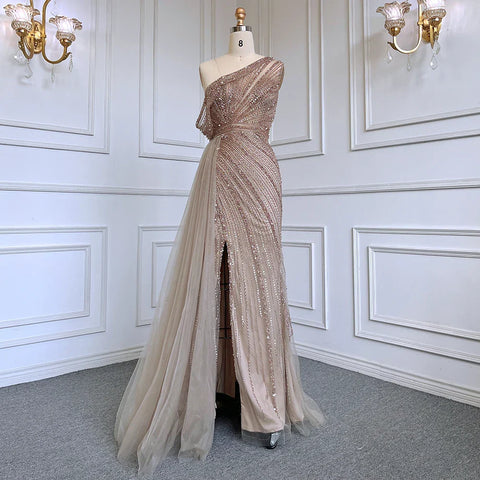 Pink Luxury High Split Evening Dresses Gowns 2025 Beaded Elegant Meramid For Women Party LA71371