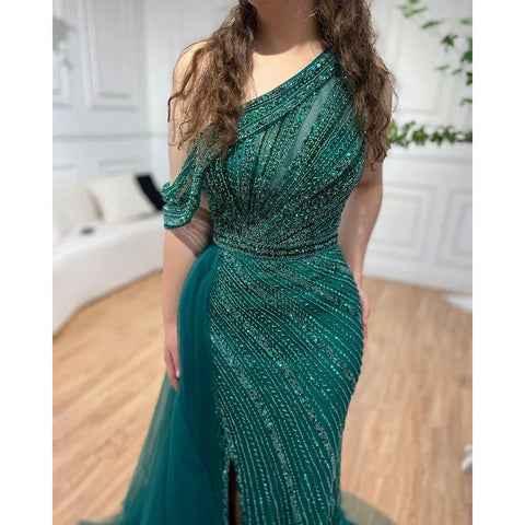 Pink Luxury High Split Evening Dresses Gowns 2025 Beaded Elegant Meramid For Women Party LA71371