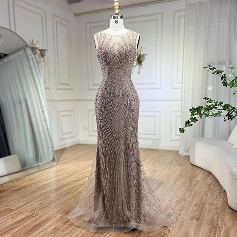 Pink Mermaid Elegant Cape Sleeves Evening Dresses Gowns 2025 Luxury Feathers Beaded For Women Party LA71709