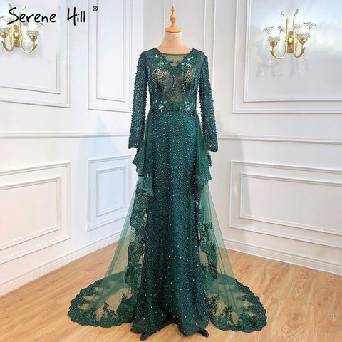 Pink Mermaid Elegant Sleeveless Sexy Evening Dresses Pearls Fashion Off Shoulder Gowns Luxury Beaded 2025 LA6527