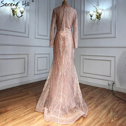Pink Muslim Luxury Evening Dresses Gowns 2025 Mermaid  Beaded Elegant For Women Wedding Party LA71182