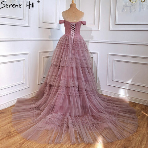 Pink Off Shoulder Wedding Dresses 2025 Tiered Sexy Simple High Quality Bridal Gowns HM67120 Custom Made