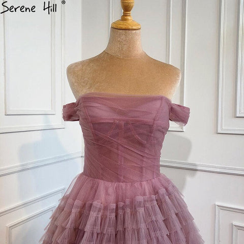 Pink Off Shoulder Wedding Dresses 2025 Tiered Sexy Simple High Quality Bridal Gowns HM67120 Custom Made