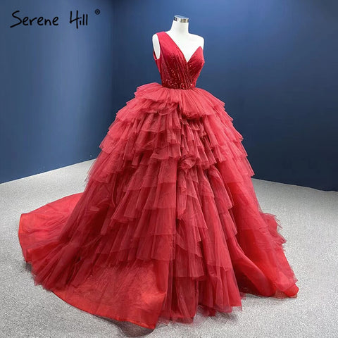 Pink One Shoulder Wedding Dresses 2025 Ruffles Beaded Sexy Bridal Gowns HM66934D Custom Made