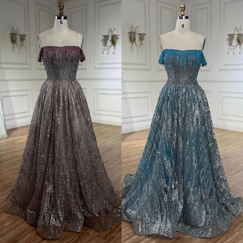 Pink Spaghetti Strap A Line Beaded Luxury Dubai Long Evening Dresses Gowns for Woman Wedding Party 2025 LA72507