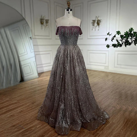 Pink Spaghetti Strap A Line Beaded Luxury Dubai Long Evening Dresses Gowns for Woman Wedding Party 2025 LA72507