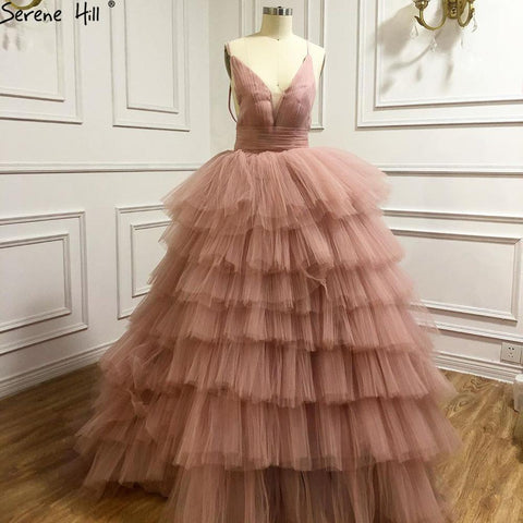 Pink Tiered Simple Wedding Dresses Gowns 2025 High Quality Backless Sexy Bridal Dress HA2446 Custom Made