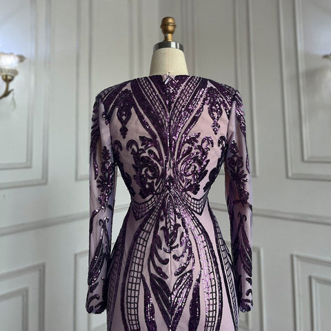 Purple Long Prom Dresses 2025 Luxury Sequined  Sexy Mermaid Style Black Girl Prom Gala Party Gowns 2025 LA72071
