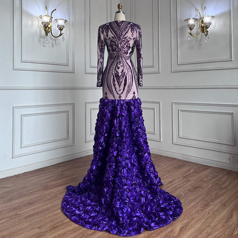 Purple Long Prom Dresses 2025 Luxury Sequined  Sexy Mermaid Style Black Girl Prom Gala Party Gowns 2025 LA72071