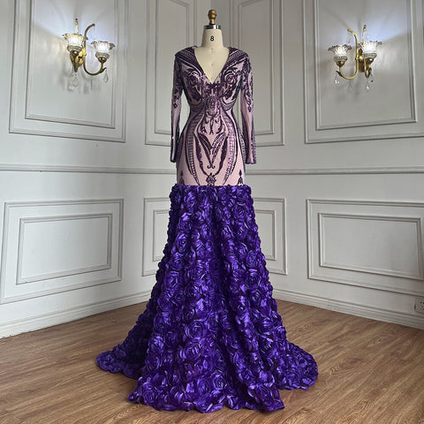Purple Long Prom Dresses 2025 Luxury Sequined  Sexy Mermaid Style Black Girl Prom Gala Party Gowns 2025 LA72071