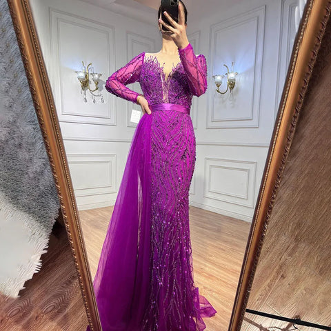 Purple Mermaid Elegant With Skirt Lace Beaded Luxury Evening Dresses Gowns For Woman Wedding Party 2025 LA71752