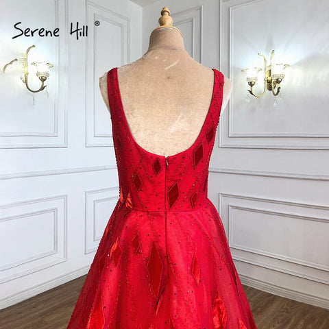 Red Ankle-Length Evening Dresses Gowns 2025 Beaded A-Line Sexy For Women Wedding Party LA70913