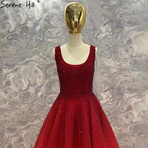 Red Full Crystal Evening Dresses Gowns A-Line Luxury Sleeveless Sexy For Women Party LA70232A