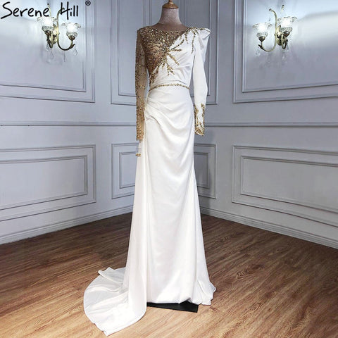 Red Mermaid Split Evening Dresses Gowns 2025 Satin Beading Elegant Sexy For Women Party LA70992