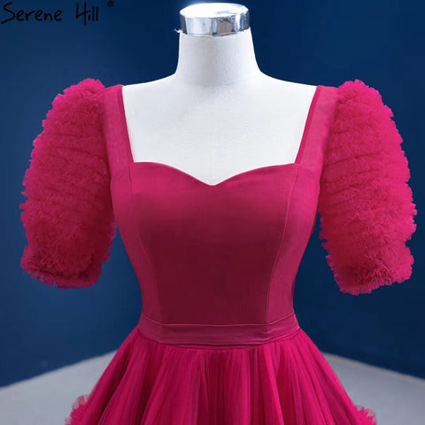 Red Puff Sleeves Wedding Dresses 2025 Ruffles Sexy Lace Up Bride Gowns HM67361 Custom Made