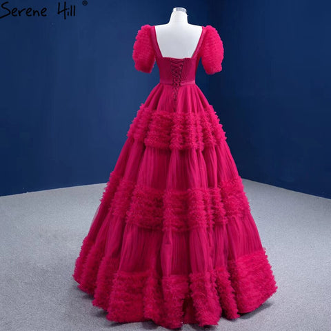 Red Puff Sleeves Wedding Dresses 2025 Ruffles Sexy Lace Up Bride Gowns HM67361 Custom Made