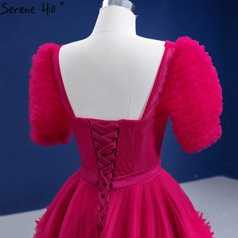 Red Puff Sleeves Wedding Dresses 2025 Ruffles Sexy Lace Up Bride Gowns HM67361 Custom Made